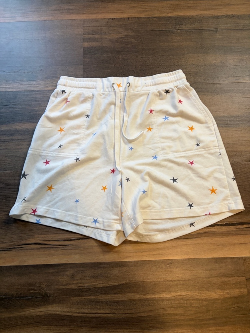 Jane and Delancey White Star-Print Athletic Shorts Womens Size Medium